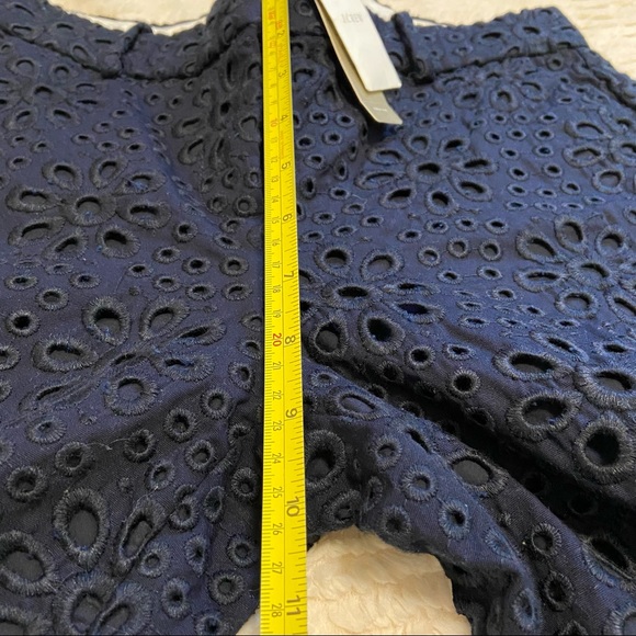 J CREW BNWT Navy Blue Cafe Capri Pinwheel Eyelet Lace Cropped Ankle Pants - Picture 9 of 11